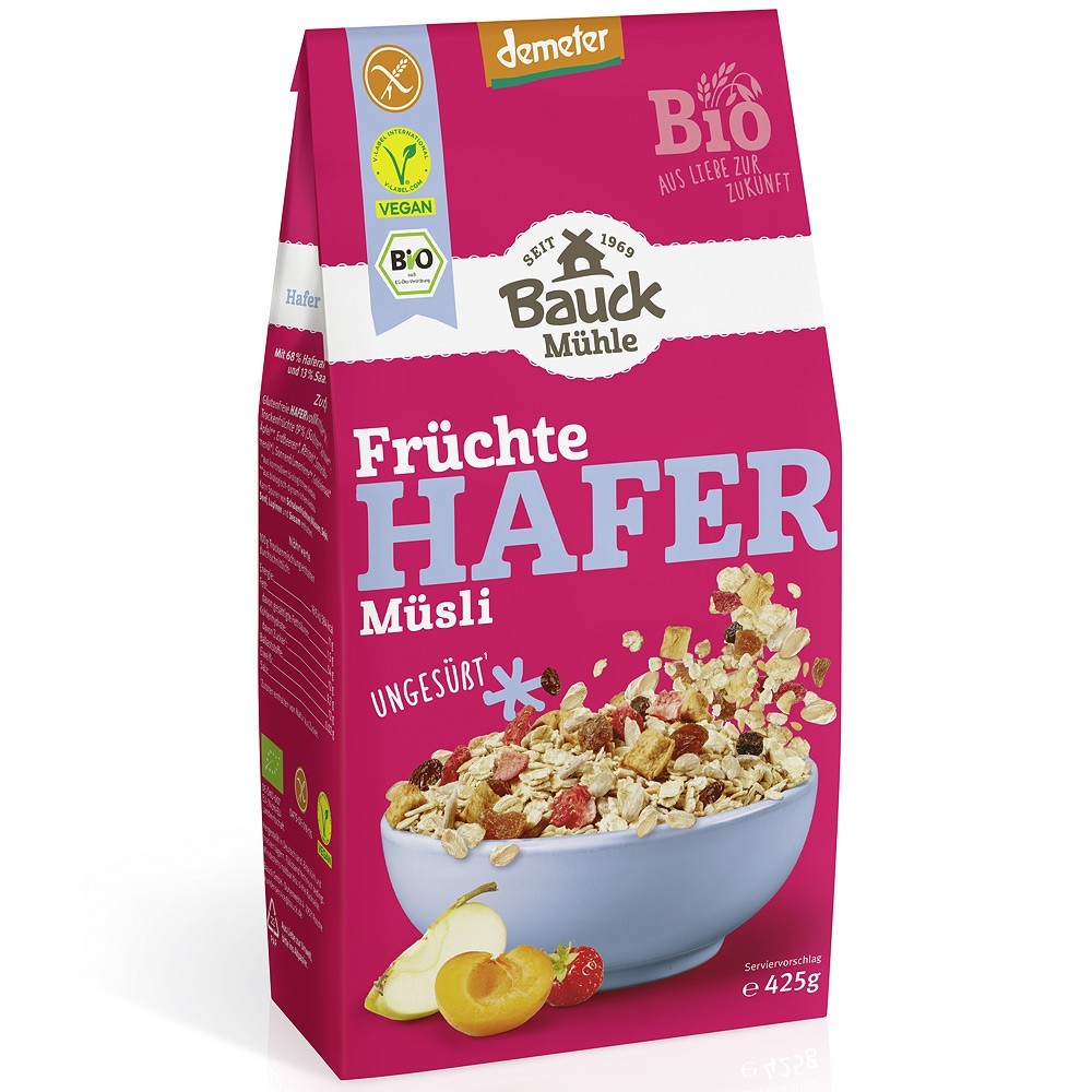 BauckHof Musli bio cu ovaz si fructe fara gluten 425g